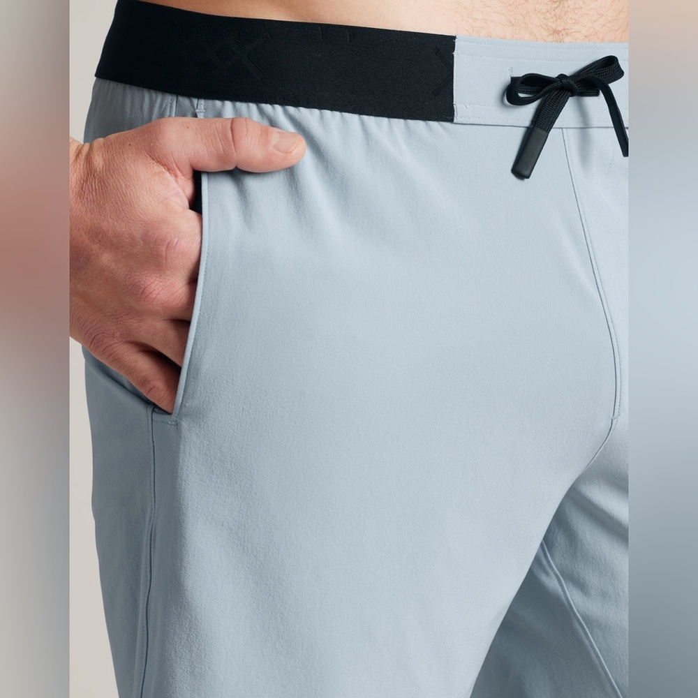 Men’s Rhone 6” Arctic Blue Base Training Shorts with Black Waistband-Unlined - Picture 2 of 7